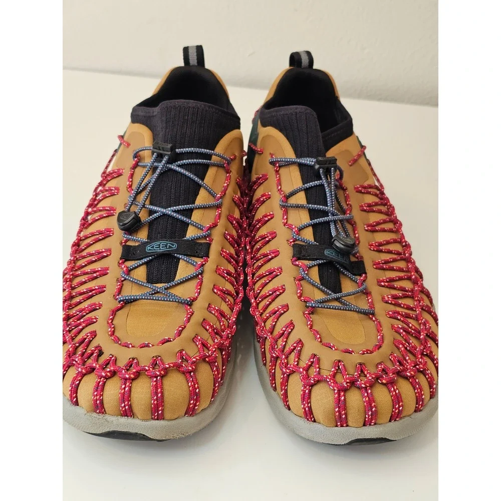 KEEN Uneek SNK Mens Sneakers Tan Black Red Bungee Lace 1025439 Size 14